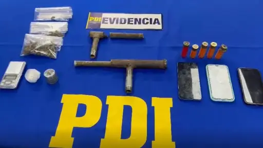 Tres detenidos deja operativo antidrogas de la PDI en Purén: incautan cocaína, cannabis y armas