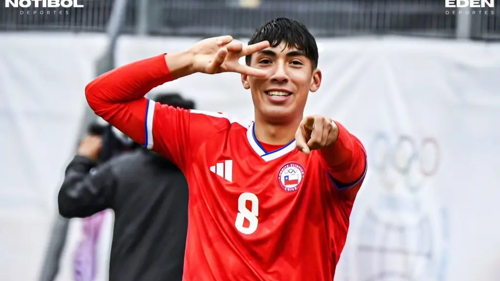 Joaquín Muñoz celebra uno de sus goles ante Colombia, en una jornada inolvidable para el joven volante quillecano, quien brilló con un doblete y fue pieza fundamental en la clasificación de La Roja Sub 20 a las semifinales de los Juegos Odesur 2026, Cedida