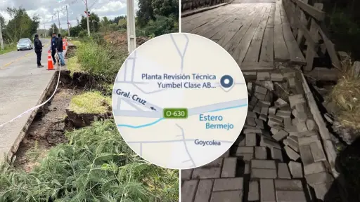 Socavón y deslizamiento de tierra afecta acceso norte de Yumbel tras intensas lluvias