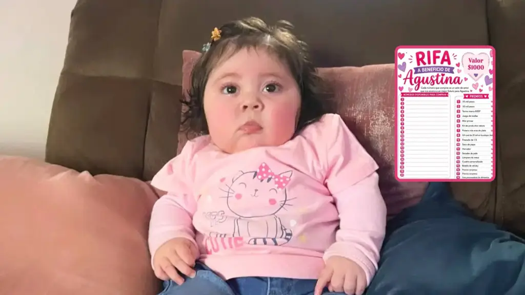 La rifa a beneficio de Agustina contempla 20 premios, entre ellos .000 y .000 en efectivo, un termo, una minipimer y una procesadora de alimentos (fotografía autorizada).., @agustinaametipo1