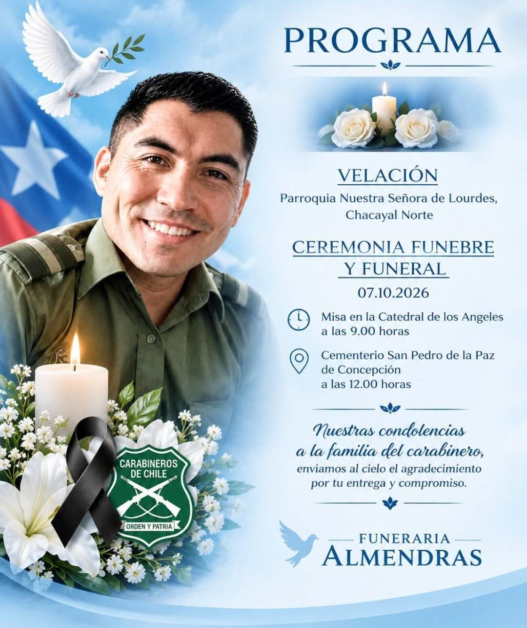 Programa Despedida Jaime Ariel Urrea Burgos / Funeraria Lorca