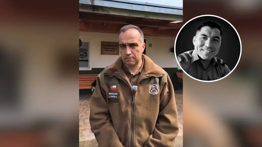 El suboficial mayor Leonardo Cuevas, jefe del Retén Canteras, expresó el pesar de los funcionarios y recordó la huella que dejó Jaime Urrea entre sus compañeros., Radio Odisea de Huépil / Captura