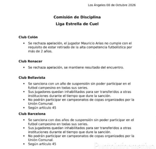 Comunicado / Punto Informativo