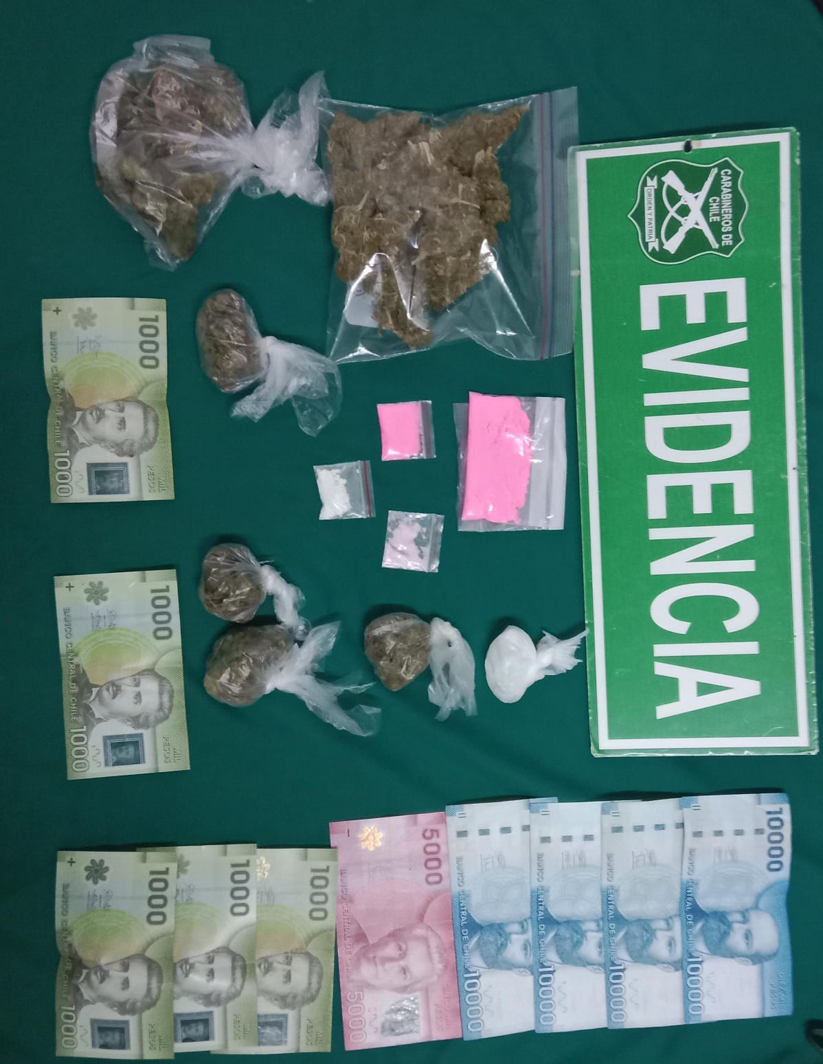 Decomiso de drogas e incautación de billetes / Carabineros de Chile