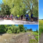 Participantes de la tercera cicletada organizada por la ONG Quilque Ancestral recorrieron sectores urbanos y rurales de Los Ángeles, en una salida hacia la desembocadura del estero Quilque en el río Huaqui., Cedidas