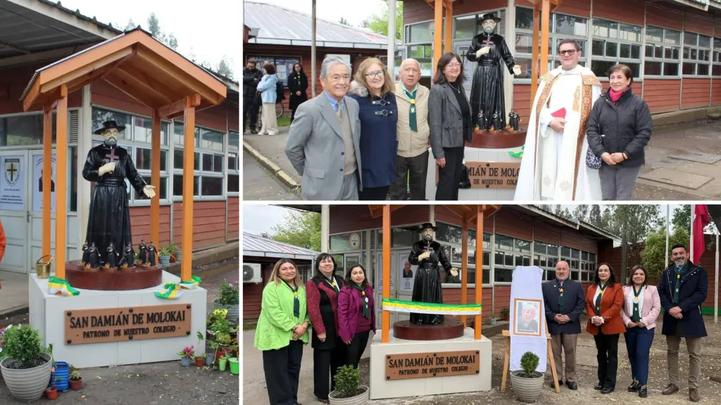 La inauguración reunió a integrantes de la comunidad educativa, apoderados y antiguos funcionarios del colegio, entre ellos un exdirector y exprofesores., Colegio Beato Damián de Molokai